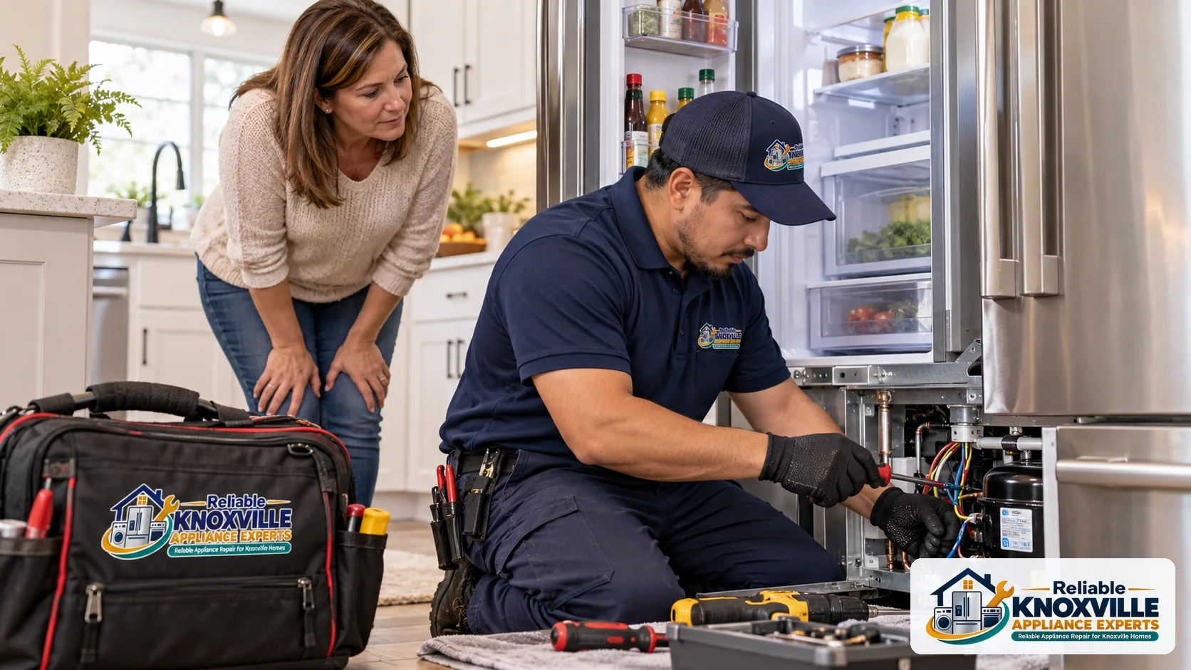 Illustration representing refrigeration appliance service enquiries.